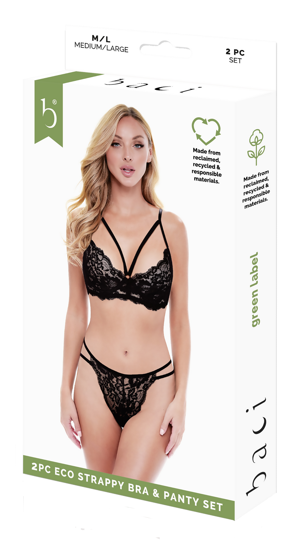 BACI Black Two-Piece Bra and Briefs Set with Thin Straps