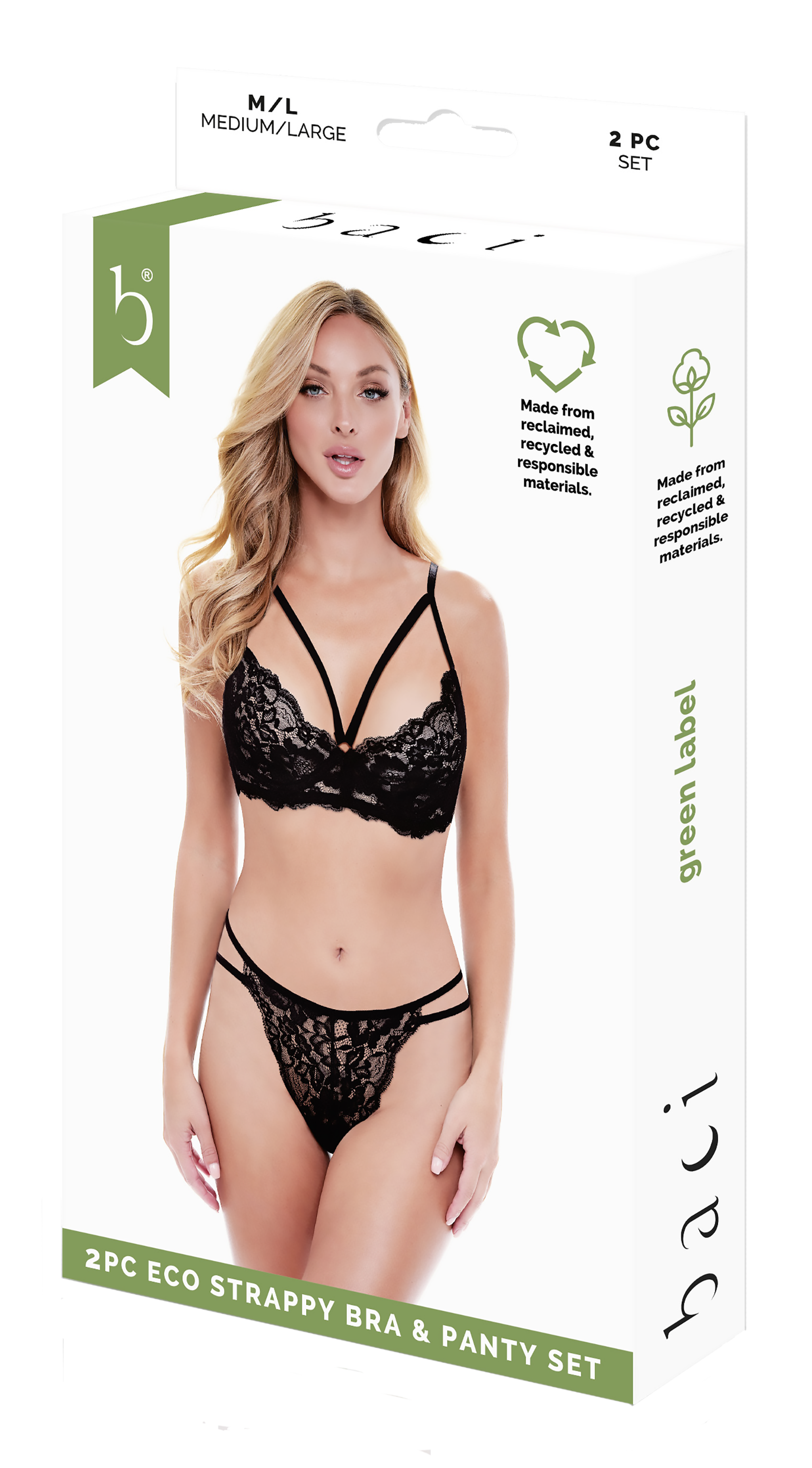 BACI Black Two-Piece Bra and Briefs Set with Thin Straps