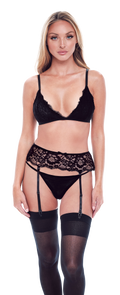 3 PIECES BRA, DUNGAREES AND ECO BRIEFS COMPLETE BLACK