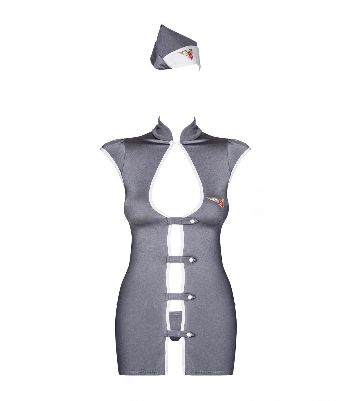 HOSTESS COSTUME 3 PEZZI GRIGIO S/M