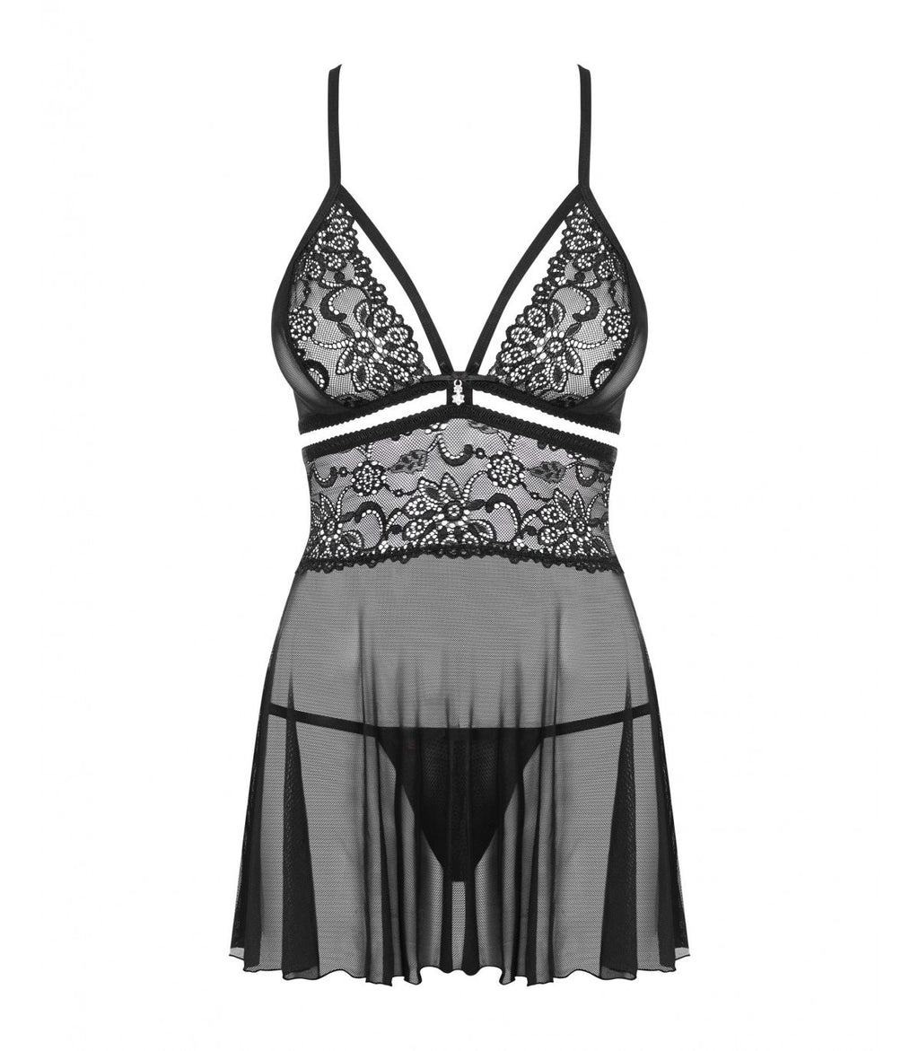 838-CAPITOLO-1 BABYDOLL E PERIZOMA NERO 2XL/3XL