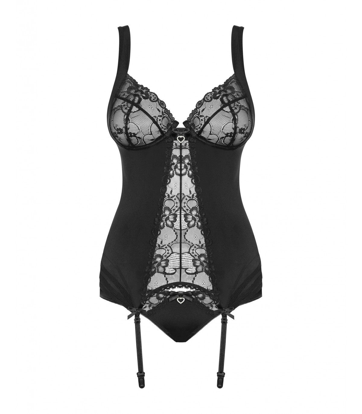 CORSET AND THONG HEARTINA BLACK L/XL