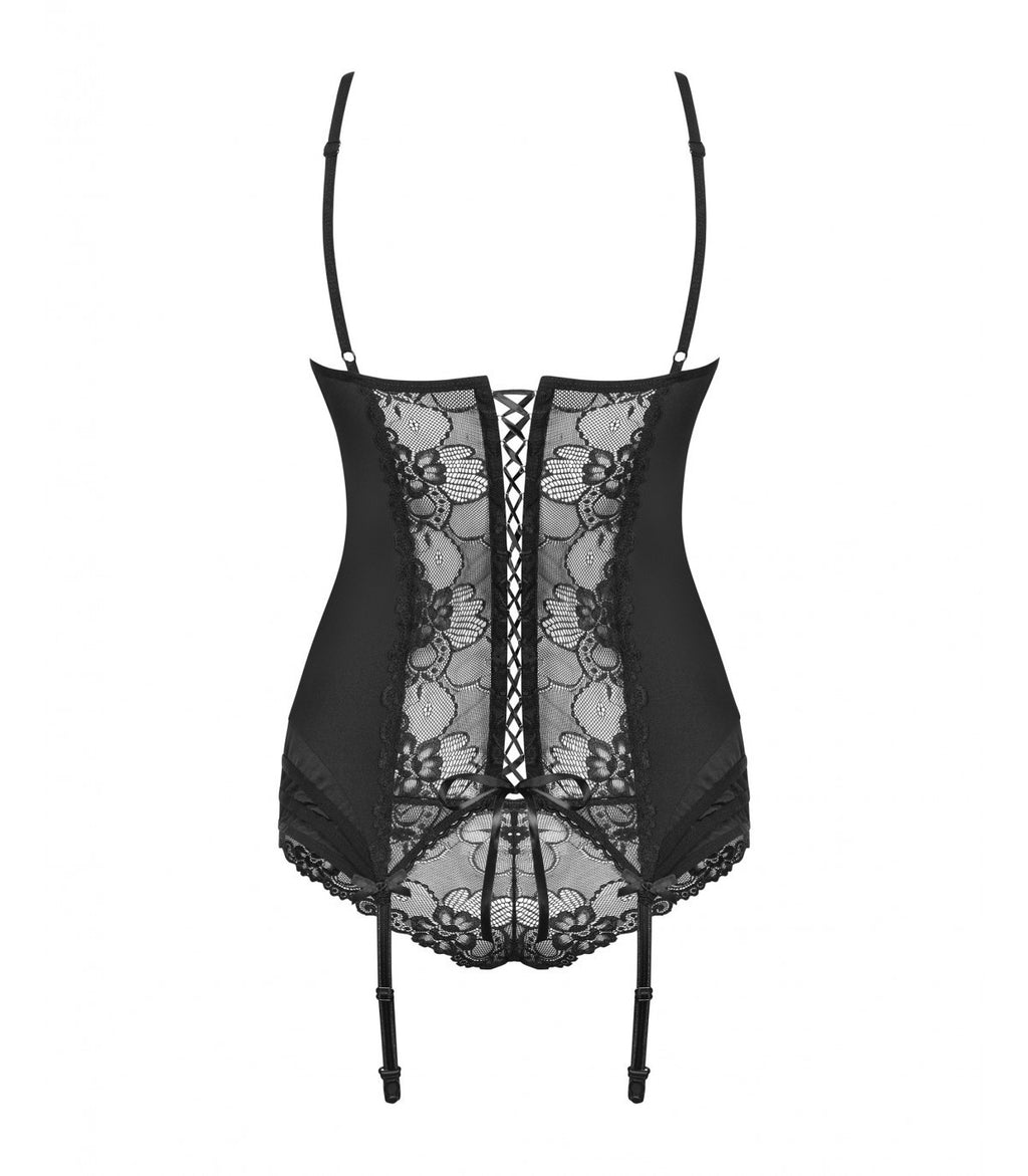CORSET AND THONG HEARTINA BLACK L/XL