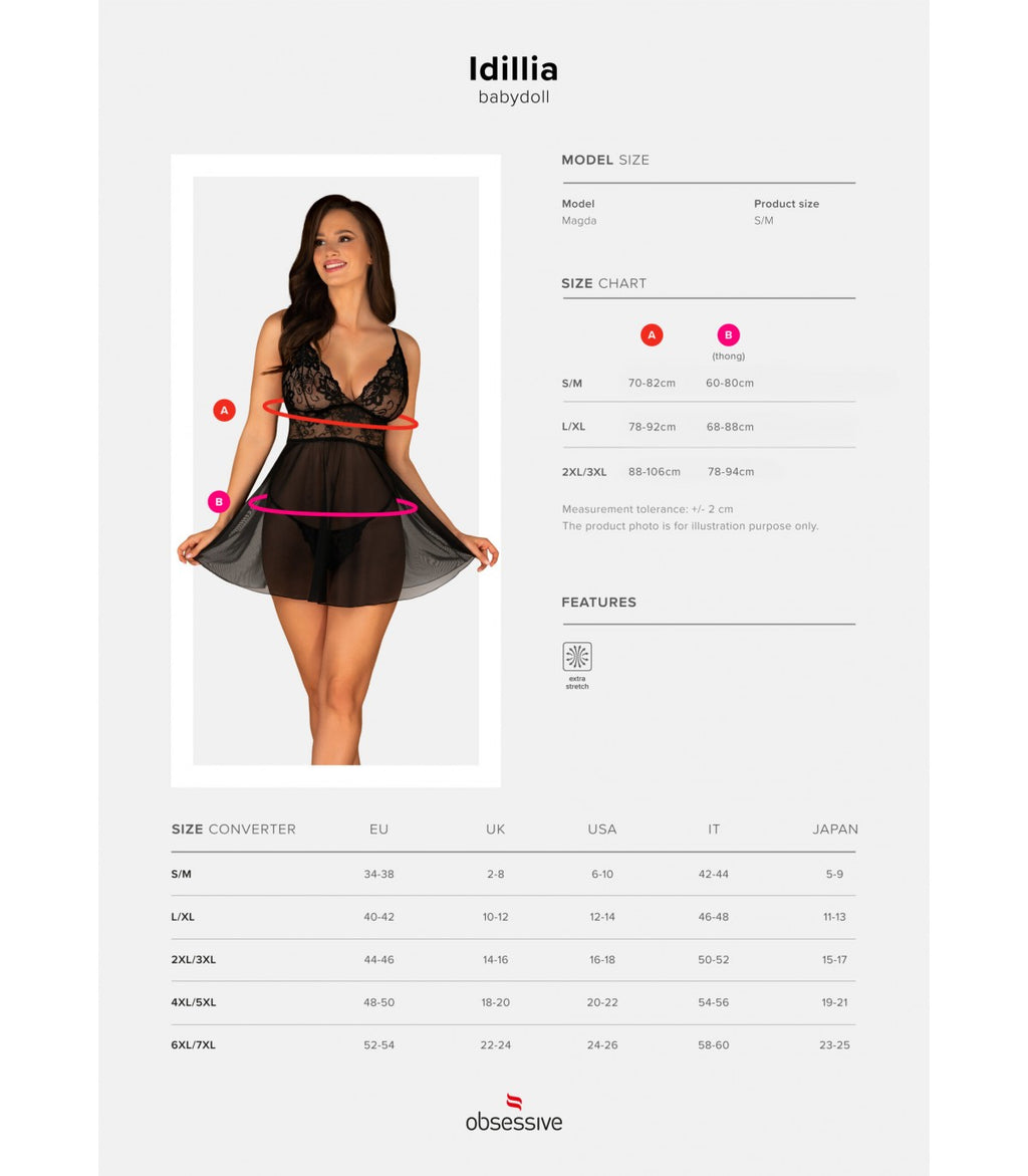 IDILLIA BABYDOLL & PERIZOMA NERO L/XL
