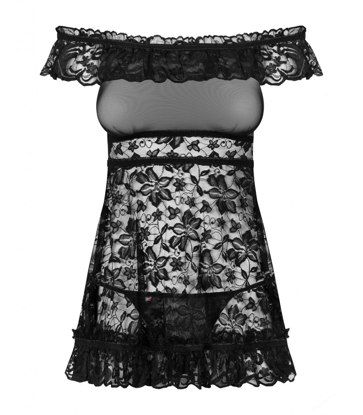 SHIRT AND BLACK FLORES THONG S/M