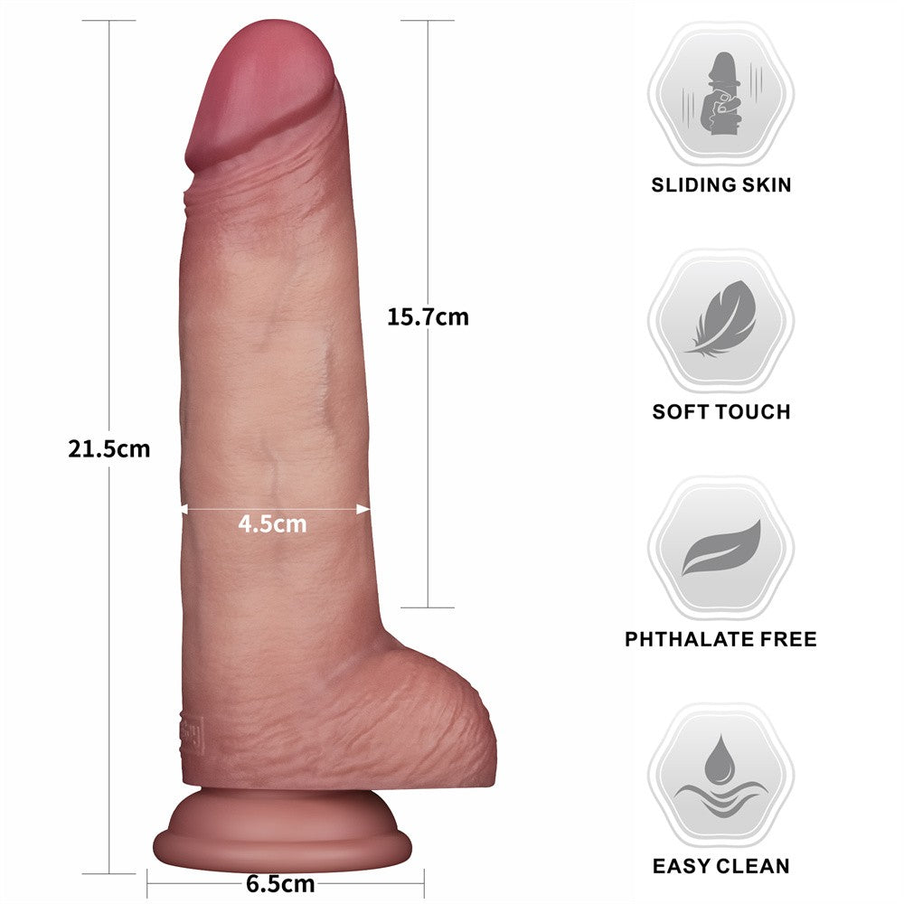 8.5" Double-Layered Silicone Dildo Sliding Skin Pro II