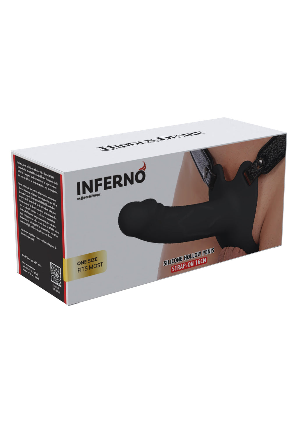Strapon in silicone a forma di pene cavo, 16 cm, nero