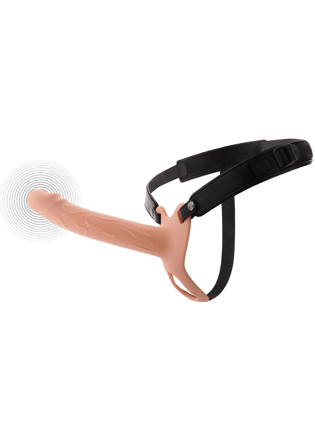 Silicone hollow penis-shaped vibrating strapon, 20 cm, flesh