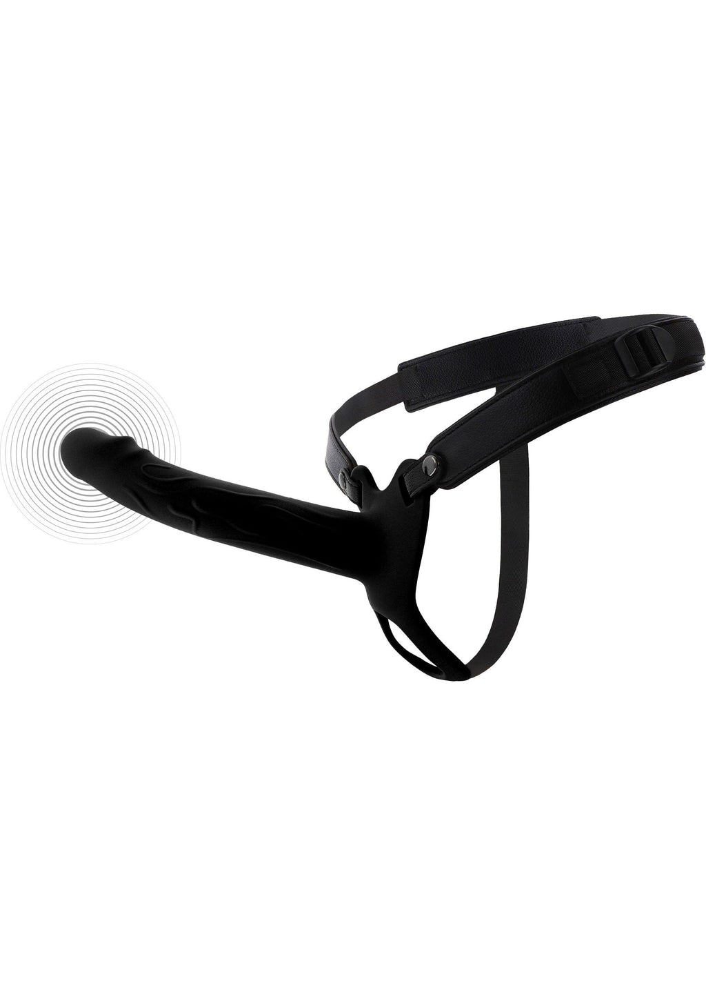 Silicone hollow penis-shaped vibrating strapon, 20 cm, black