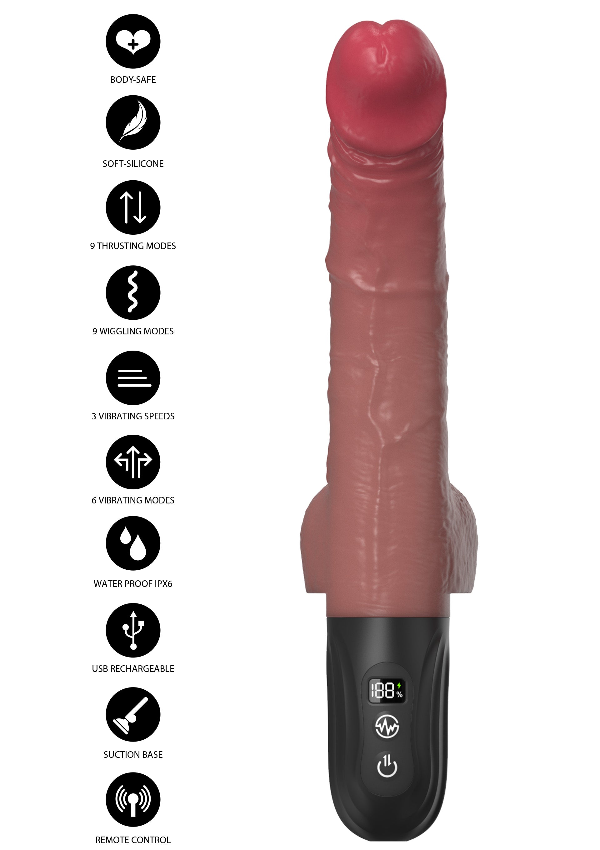 Realistic pussy vibrator that thrusts and moves