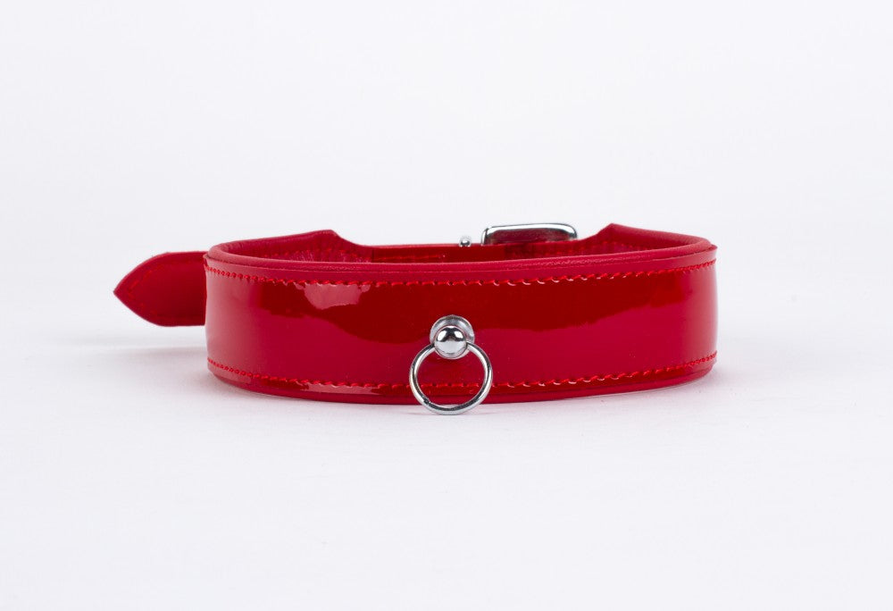 Red patent leather with lambskin backing