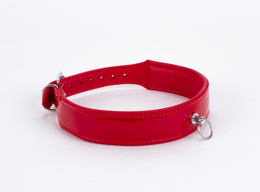 Red patent leather with lambskin backing