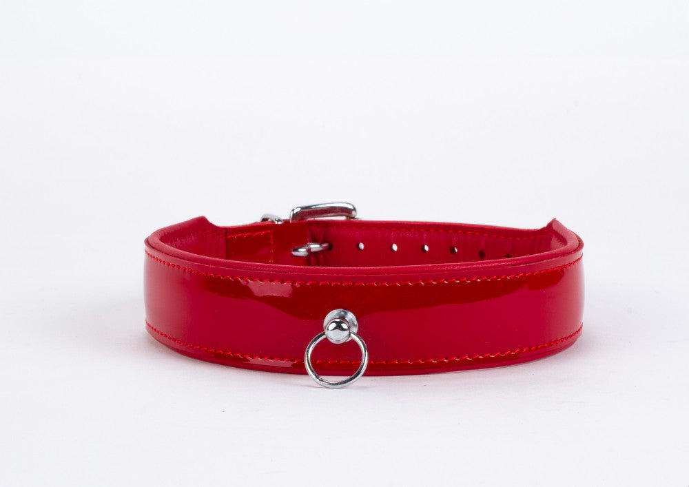 Red patent leather with lambskin backing