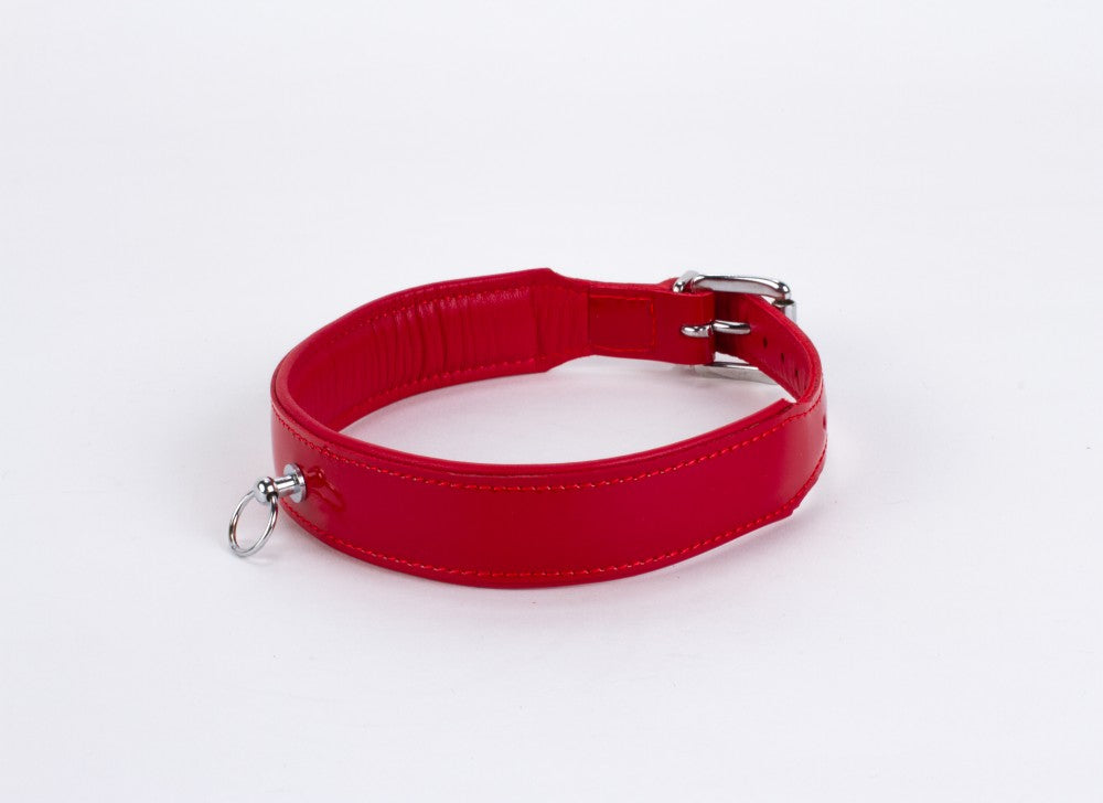 Red patent leather with lambskin backing