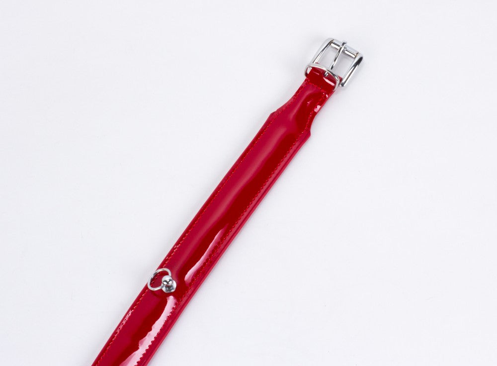 Red patent leather with lambskin backing