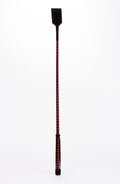 Leather walking stick with neon strip and red nubuck leather top