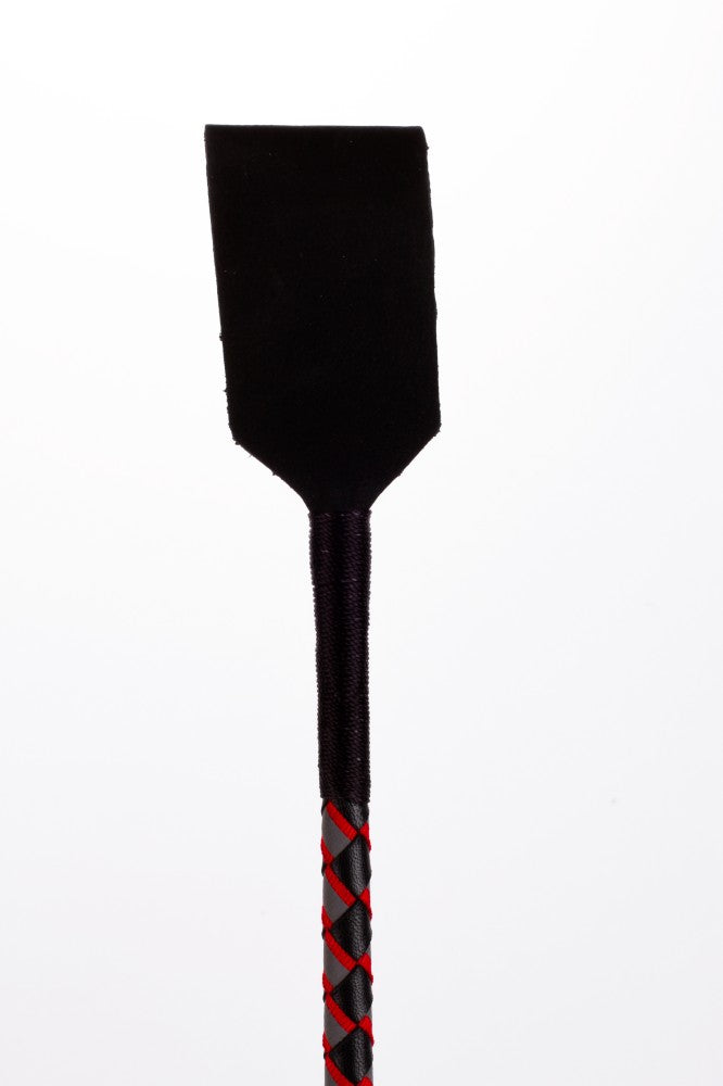Leather walking stick with neon strip and red nubuck leather top