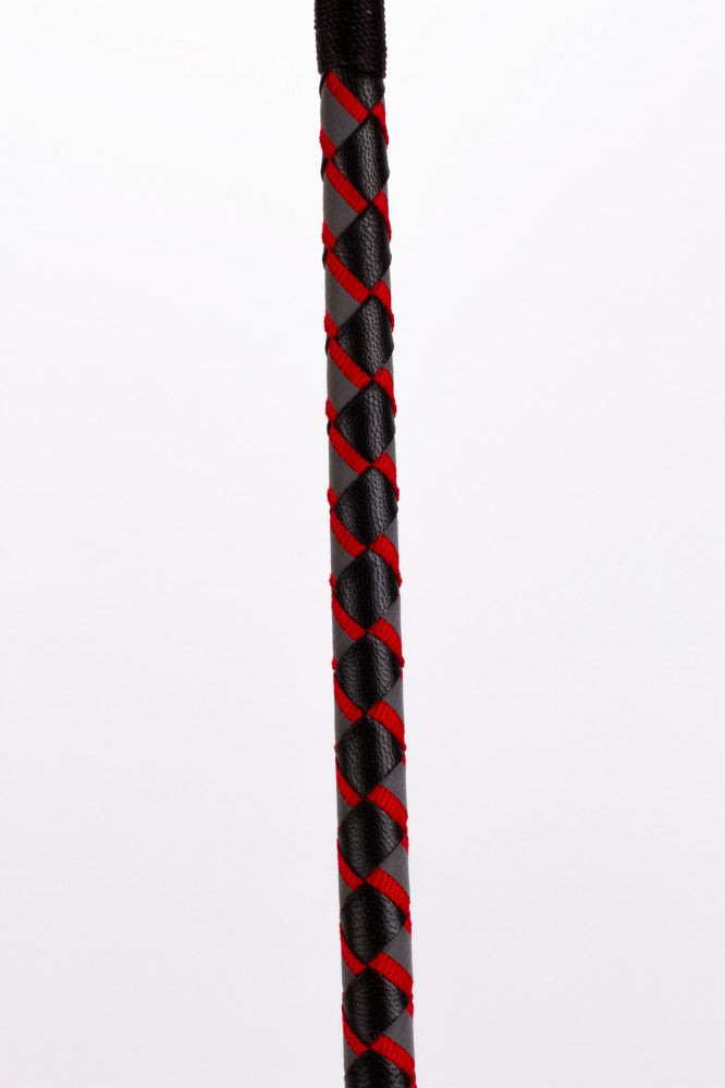 Leather walking stick with neon strip and red nubuck leather top