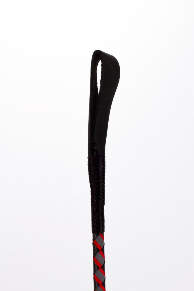 Leather walking stick with neon strip and red nubuck leather top