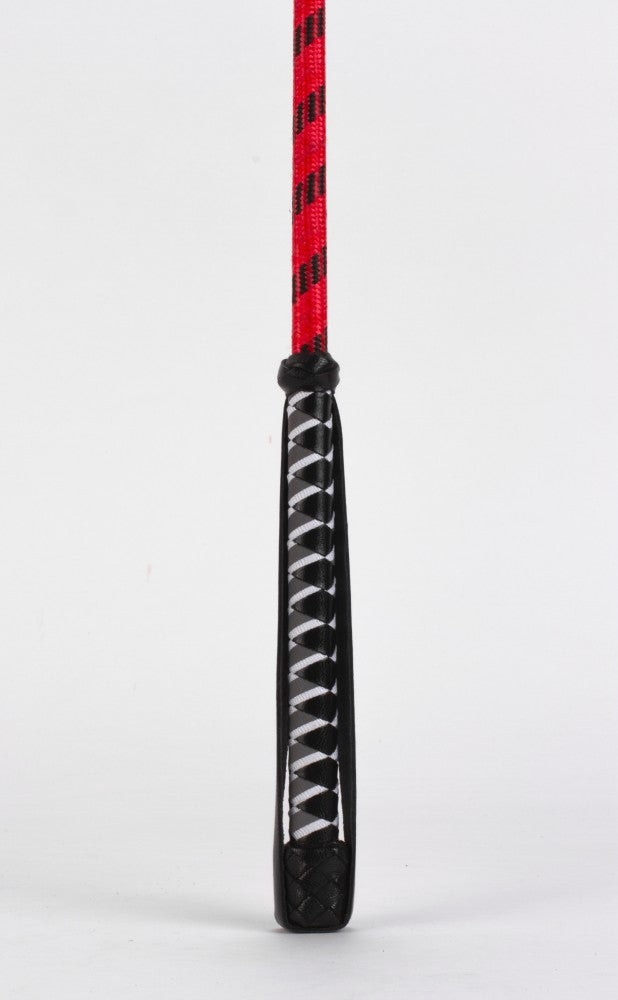 Nylon stick with neon strip and goatskin handle, red nubuck leather top
