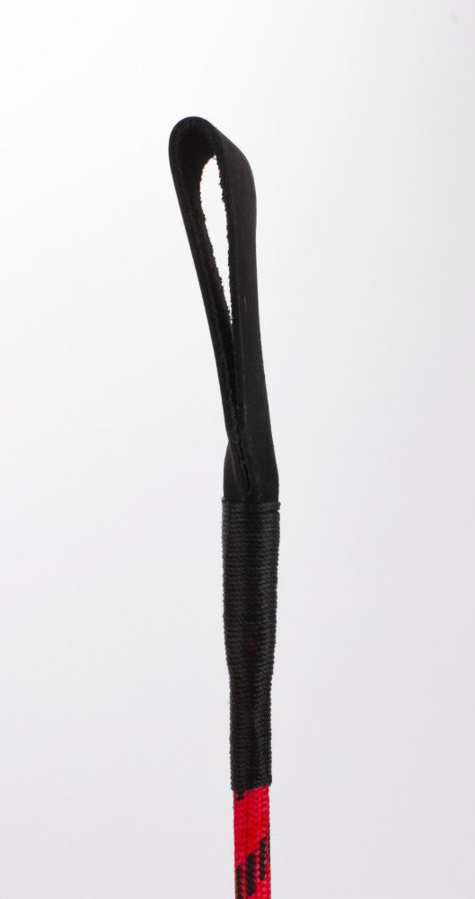 Nylon stick with neon strip and goatskin handle, red nubuck leather top