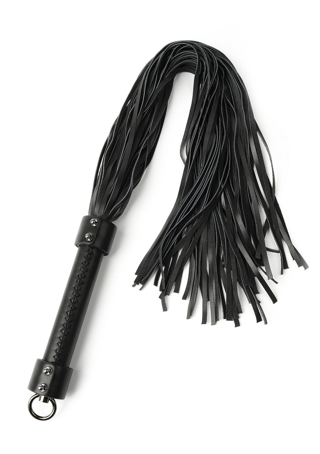 Whip in vera pelle 75cm nera