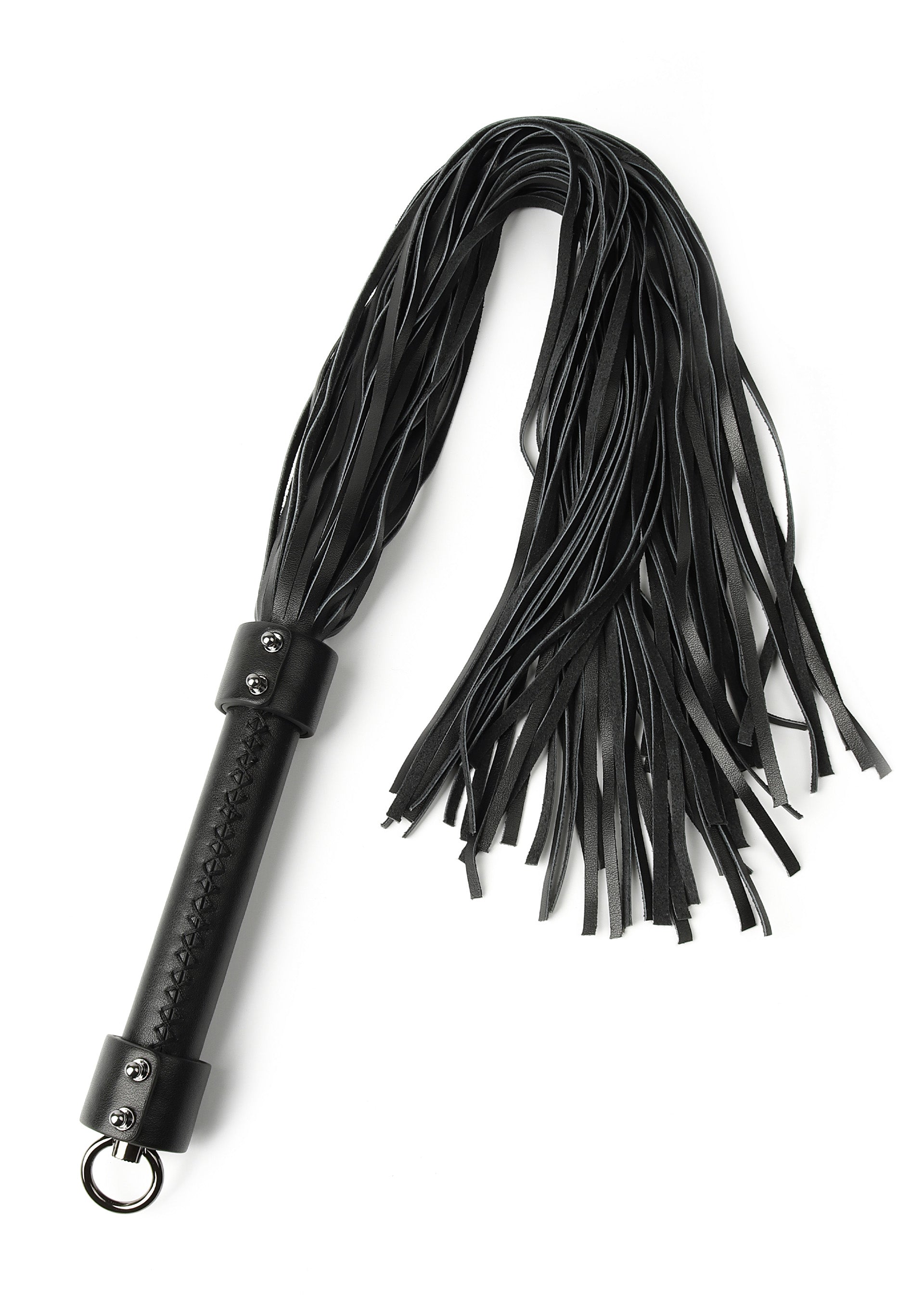 Whip in vera pelle 75cm nera