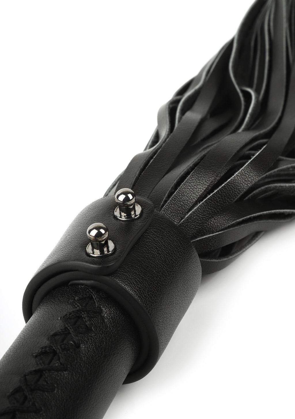 Whip in vera pelle 75cm nera