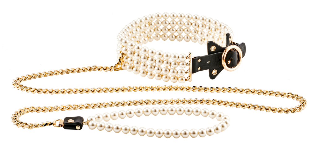 GUILTY PLEASURE GLOW-IN-THE-DARK PEARL LEASH AND COLLAR