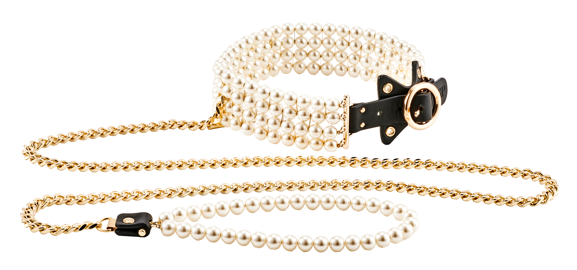GUILTY PLEASURE GLOW-IN-THE-DARK PEARL LEASH AND COLLAR