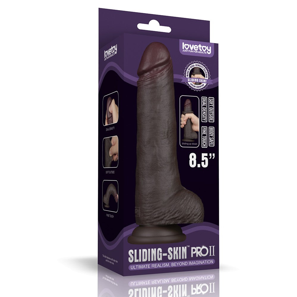 8.5" Sliding Skin Pro II Dual Layer Silicone Dildo (Black)