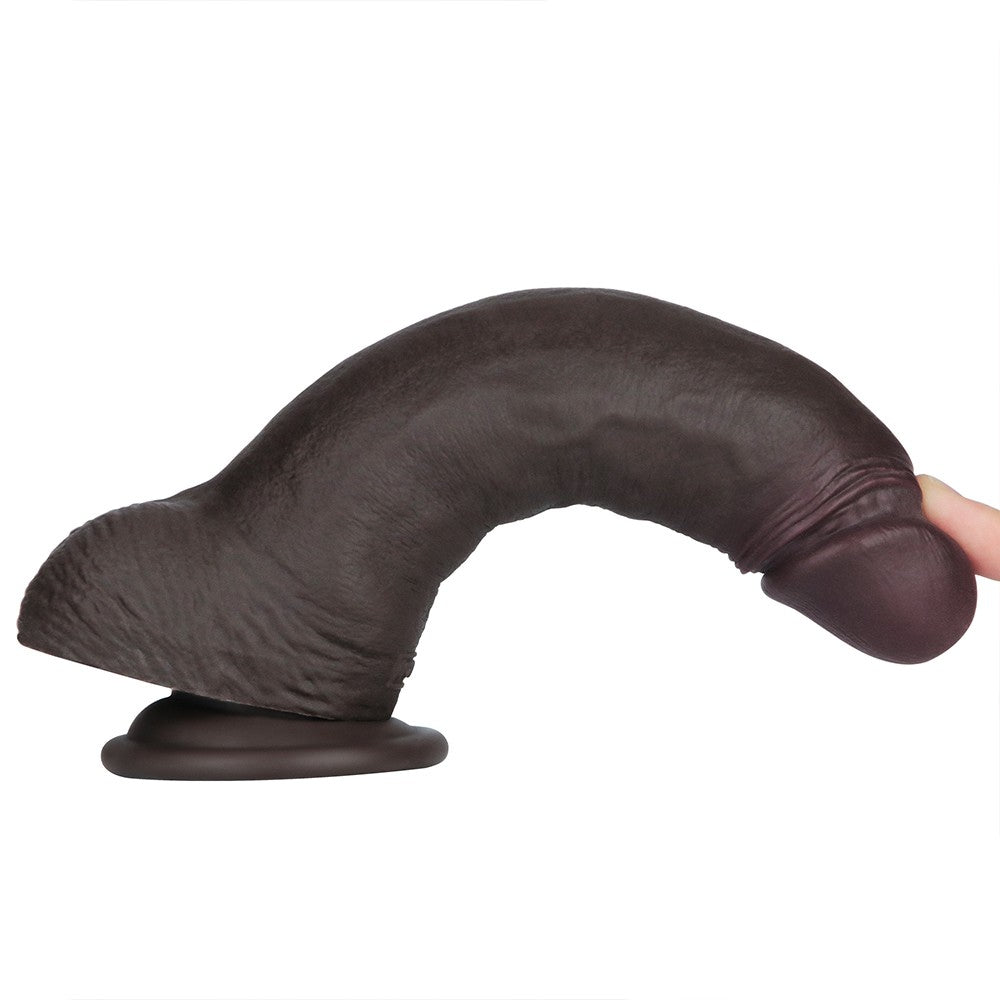 8.5" Sliding Skin Pro II Dual Layer Silicone Dildo (Black)