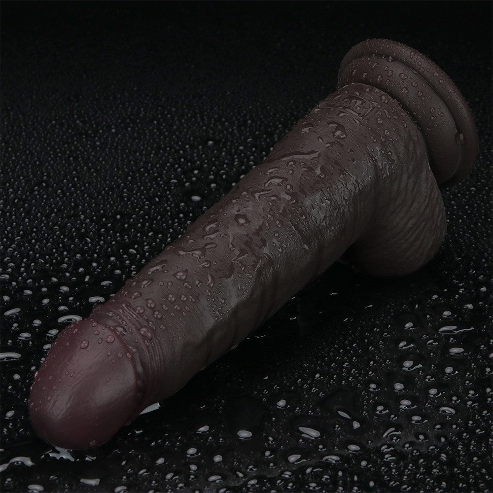 8.5" Sliding Skin Pro II Dual Layer Silicone Dildo (Black)