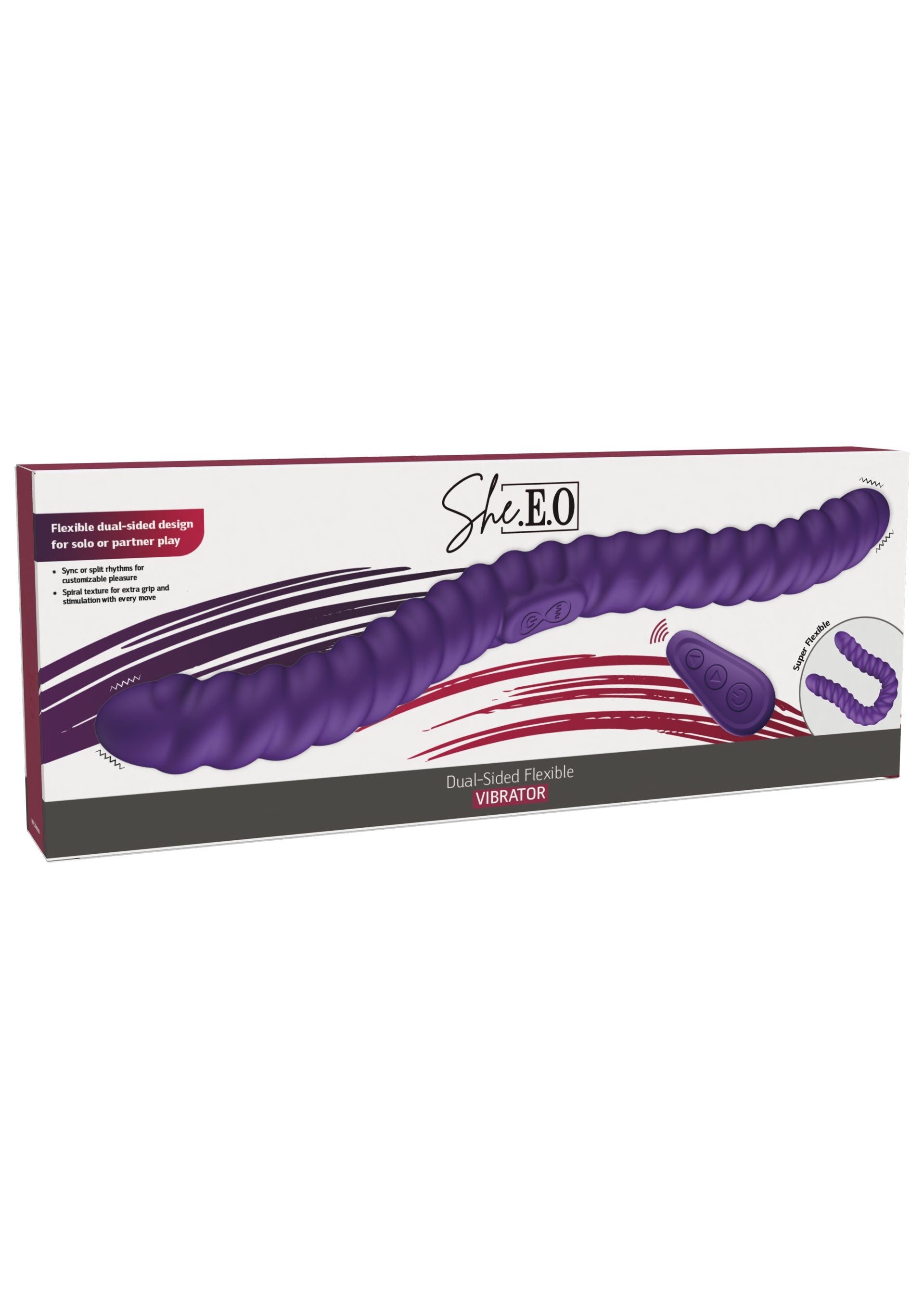 Vibratore flessibile viola a doppia faccia