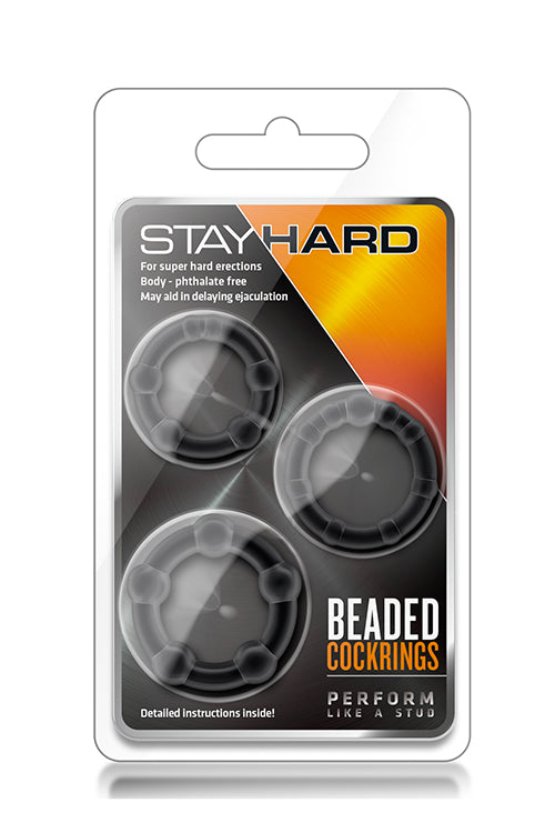BEADED WEIGHT RINGS BLACK STAY HARD