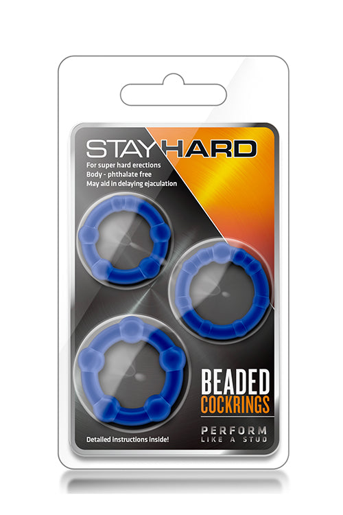 BLUE BEADED PENIS RINGS STAY HARD