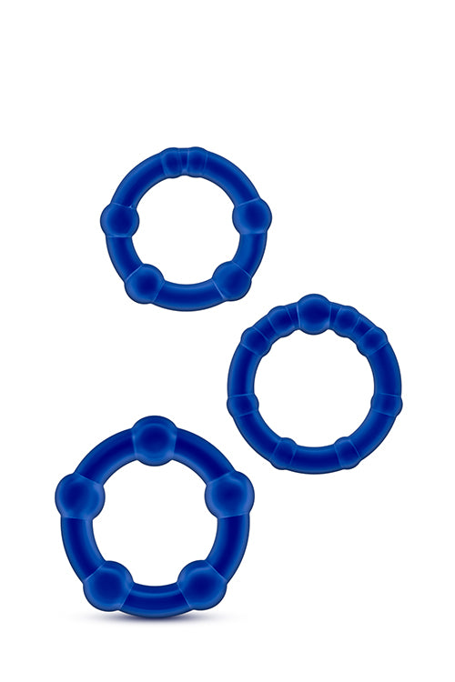 BLUE BEADED PENIS RINGS STAY HARD