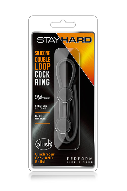 DUAL RING COCK RING STAY HARD BLACK