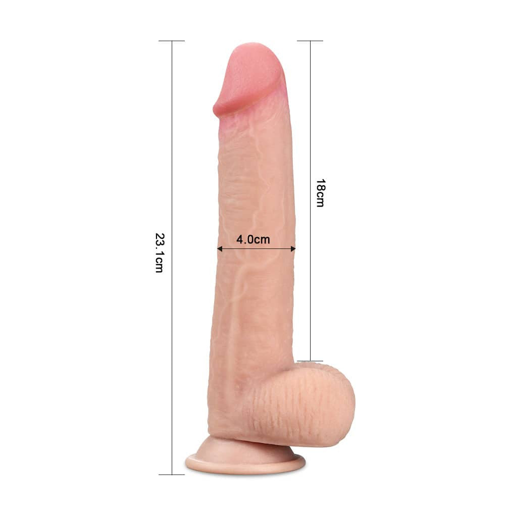 Dildo a doppio strato da 9" con rivestimento scorrevole 1