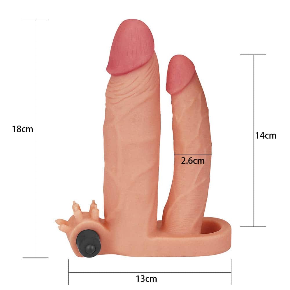 Add 1" dual penis vibrating sleeve