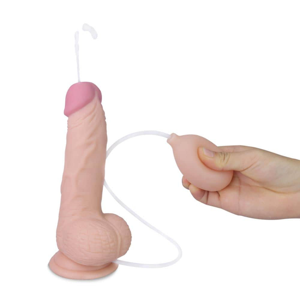 8" soft penis with ejaculation and fleshy testicles
