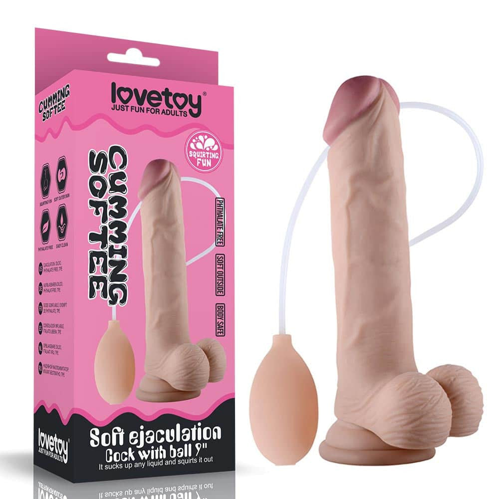 Penis with soft ejaculation and 9-inch flesh testicles